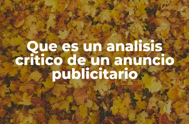 Que es un Analisis Critico de un Anuncio Publicitario