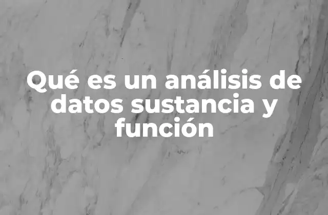 Qué es un Análisis de Datos Sustancia y Función