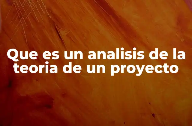 Que es un Analisis de la Teoria de un Proyecto
