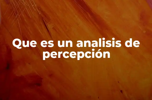Que es un Analisis de Percepción