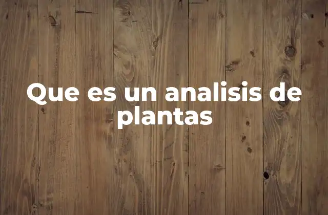 Que es un Analisis de Plantas