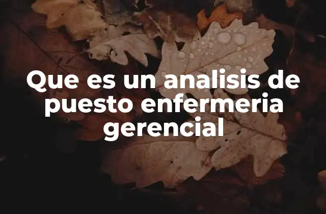 Que es un Analisis de Puesto Enfermeria Gerencial