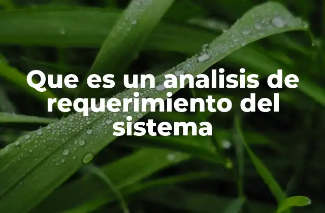 Que es un Analisis de Requerimiento Del Sistema
