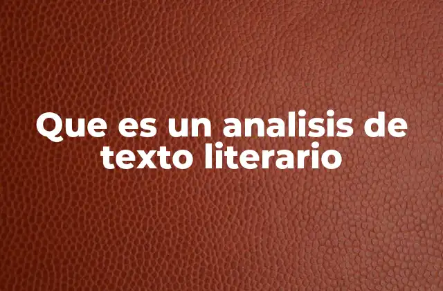 Que es un Analisis de Texto Literario