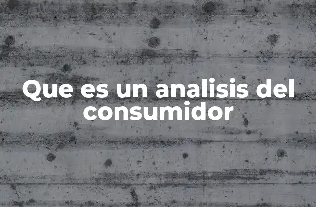 Que es un Analisis Del Consumidor