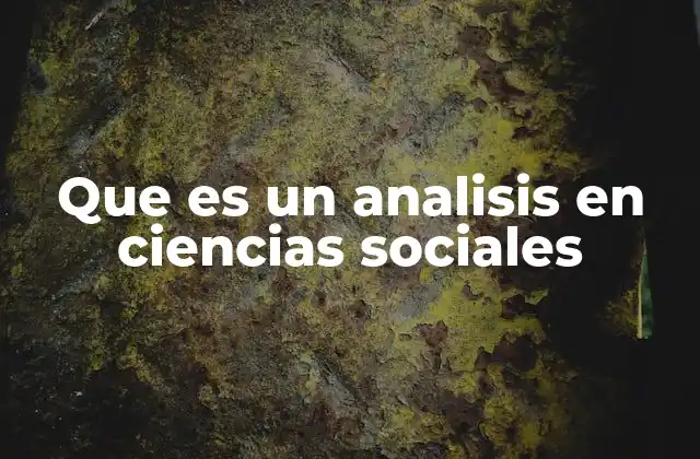 Que es un Analisis en Ciencias Sociales