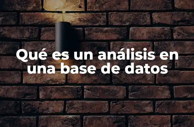 Qué es un Análisis en una Base de Datos