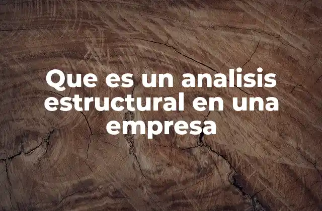 Que es un Analisis Estructural en una Empresa
