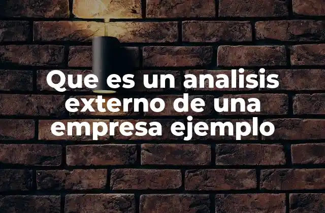 Que es un Analisis Externo de una Empresa Ejemplo