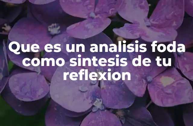 Que es un Analisis Foda como Sintesis de Tu Reflexion
