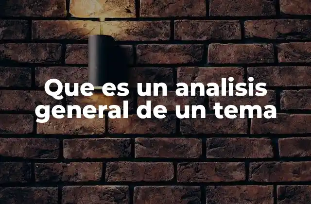 Que es un Analisis General de un Tema
