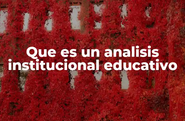 Que es un Analisis Institucional Educativo