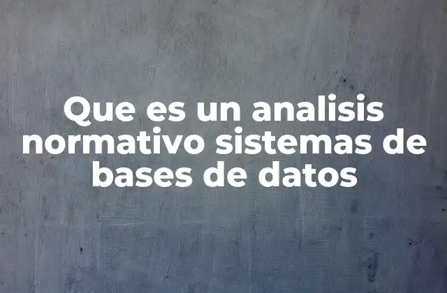 Que es un Analisis Normativo Sistemas de Bases de Datos