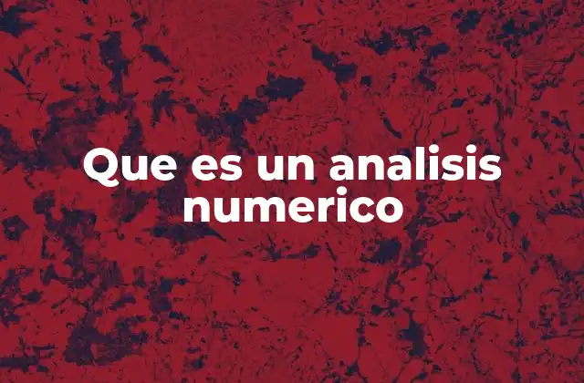Que es un Analisis Numerico