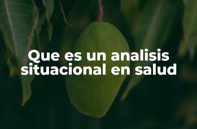 Que es un Analisis Situacional en Salud