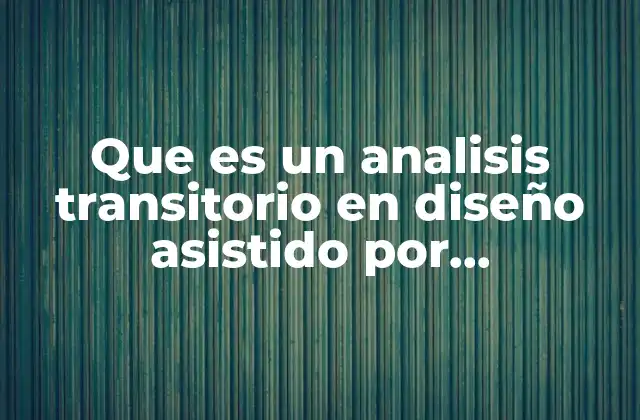 Que es un Analisis Transitorio en Diseño Asistido por Computadora