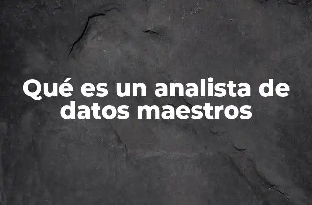 Qué es un Analista de Datos Maestros