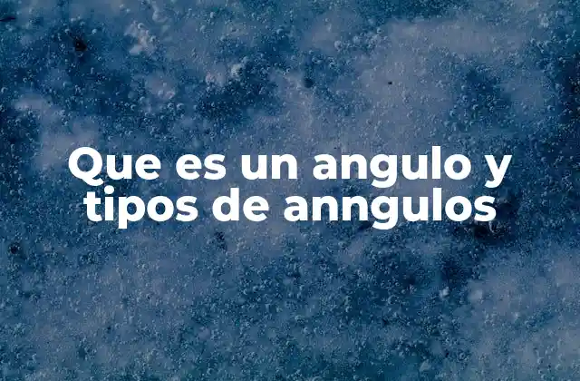 Que es un Angulo y Tipos de Anngulos