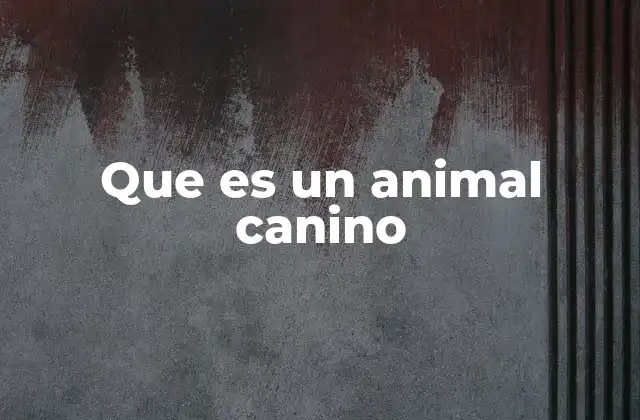 Que es un Animal Canino