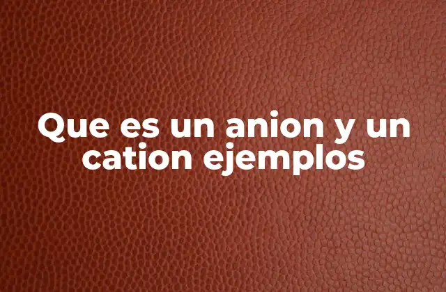 Que es un Anion y un Cation Ejemplos