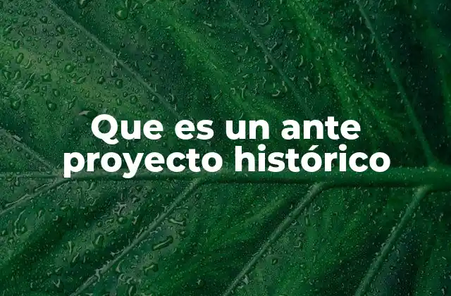 Que es un ante Proyecto Histórico