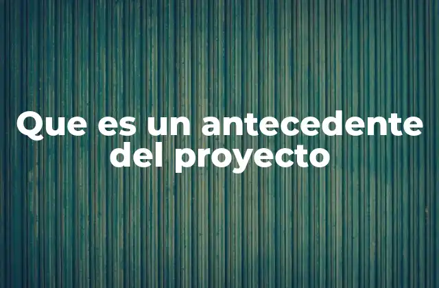 Que es un Antecedente Del Proyecto