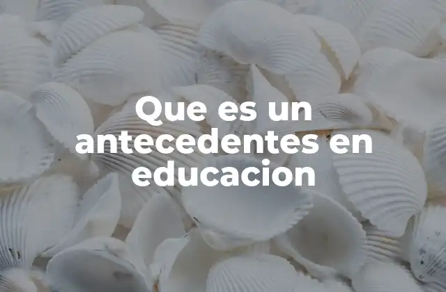 Que es un Antecedentes en Educacion