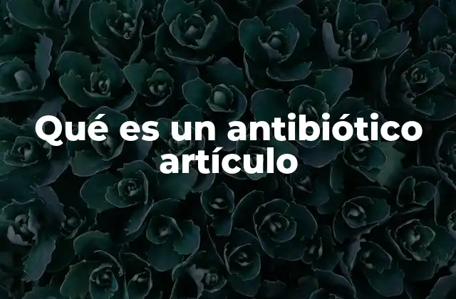 Qué es un Antibiótico Artículo