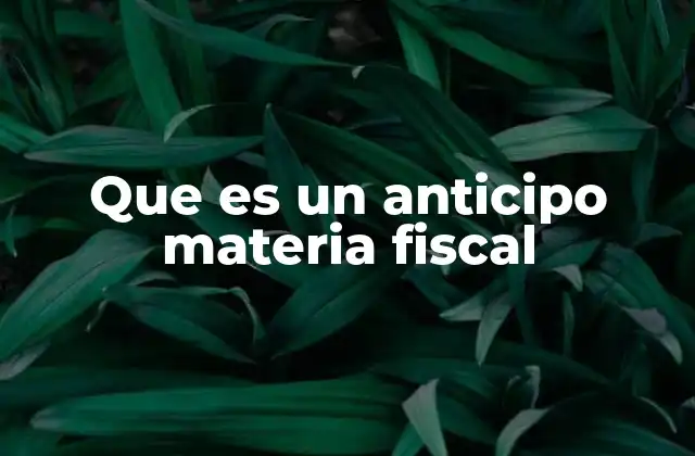 Que es un Anticipo Materia Fiscal