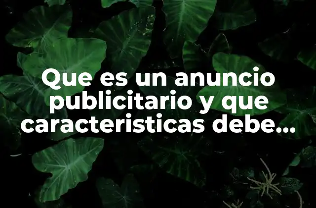 Que es un Anuncio Publicitario y que Caracteristicas Debe Tener
