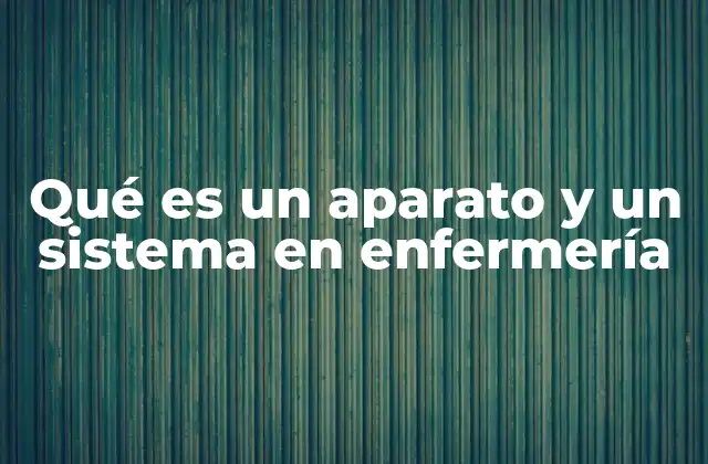 Qué es un Aparato y un Sistema en Enfermería