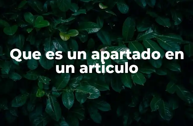 Que es un Apartado en un Articulo