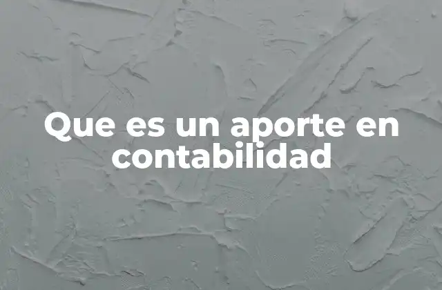 Que es un Aporte en Contabilidad