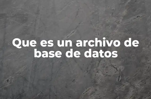 Que es un Archivo de Base de Datos