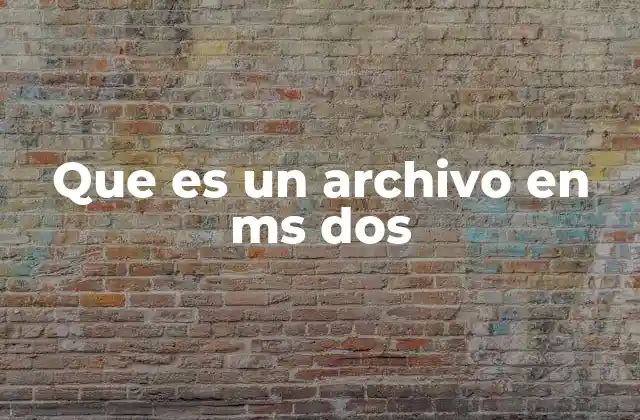 Que es un Archivo en Ms Dos