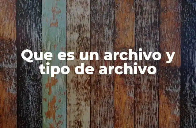 Que es un Archivo y Tipo de Archivo