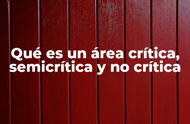 Qué es un Área Crítica, Semicrítica y No Crítica