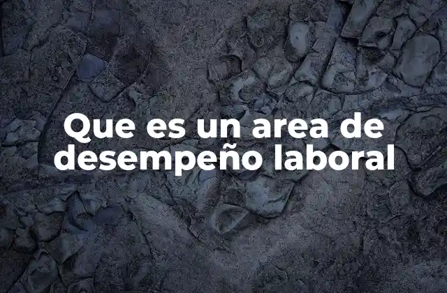 Que es un Area de Desempeño Laboral