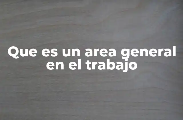 Que es un Area General en el Trabajo