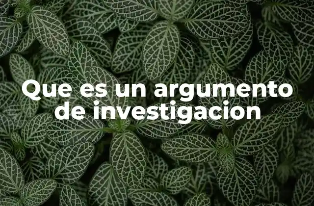 Que es un Argumento de Investigacion
