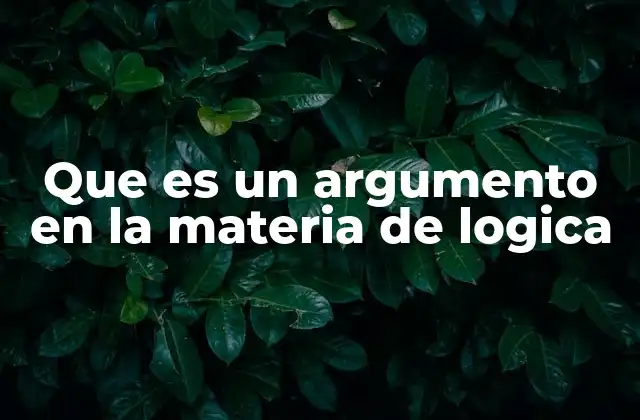 Que es un Argumento en la Materia de Logica