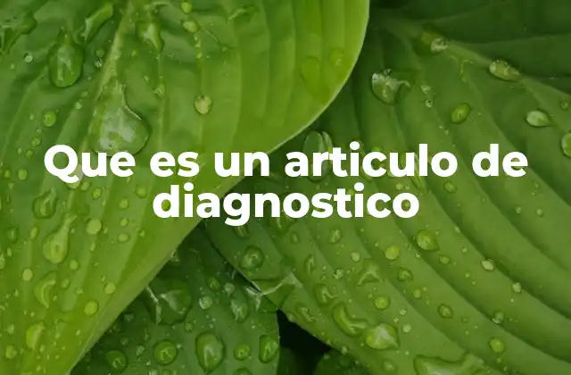 Que es un Articulo de Diagnostico