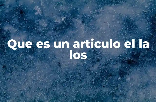 Que es un Articulo el la los