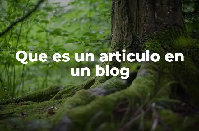Que es un Articulo en un Blog