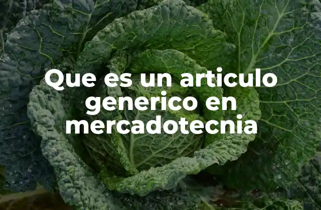 Que es un Articulo Generico en Mercadotecnia