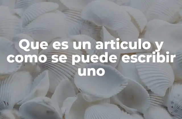 Que es un Articulo y como Se Puede Escribir Uno