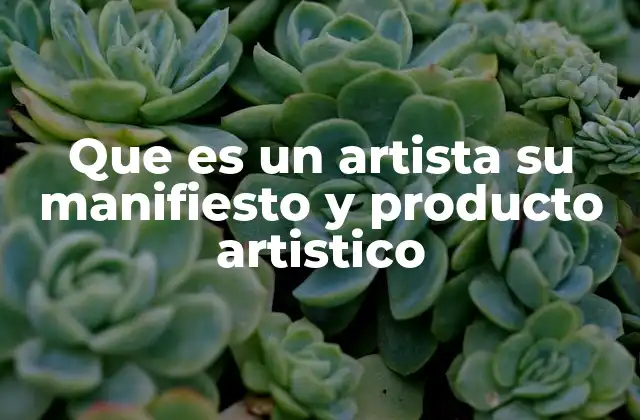 Que es un Artista Su Manifiesto y Producto Artistico