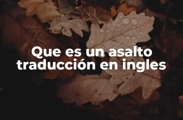 Que es un Asalto Traducción en Ingles