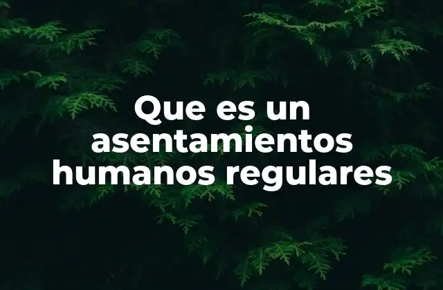 Que es un Asentamientos Humanos Regulares