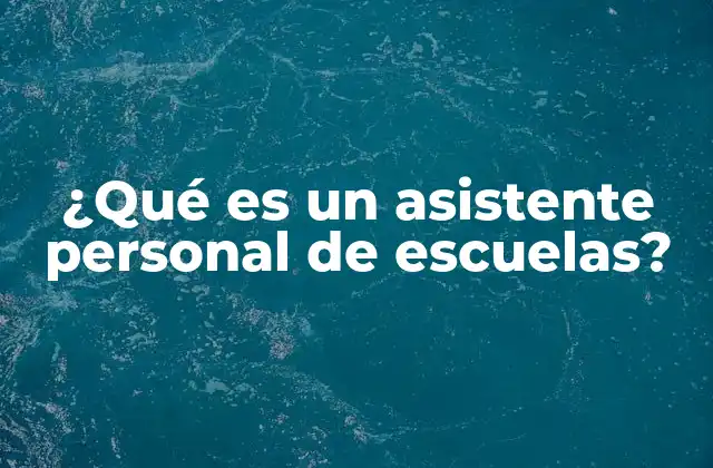 ¿qué es un Asistente Personal de Escuelas?
